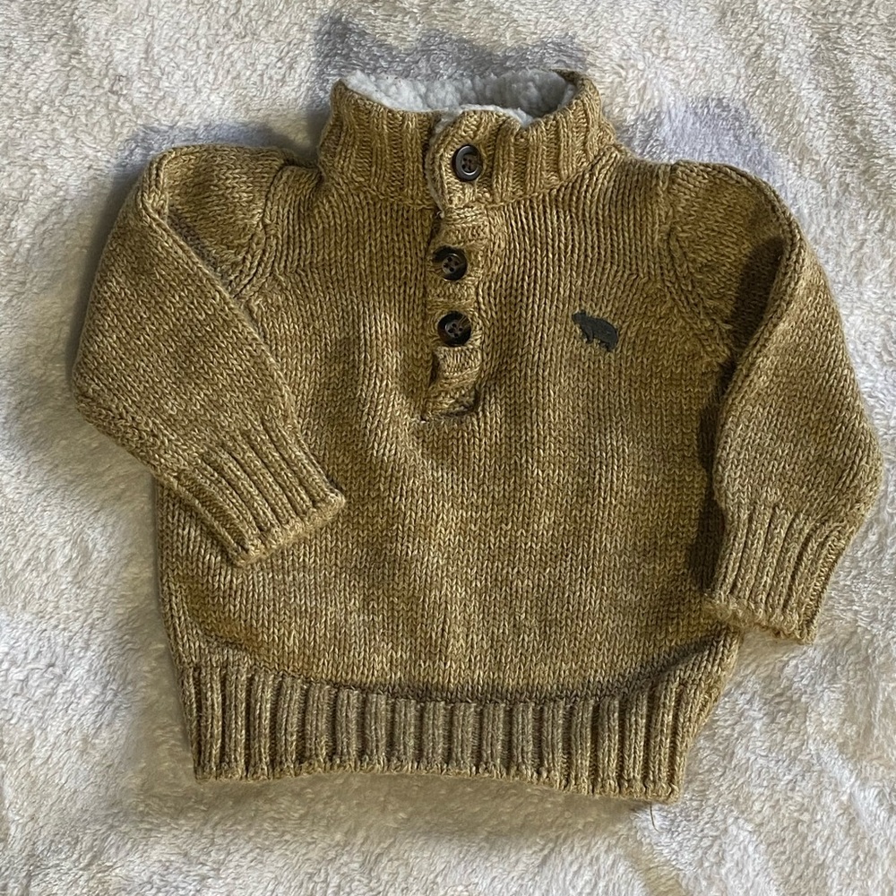 Carter's Tan Knit Sweater with Button Neck